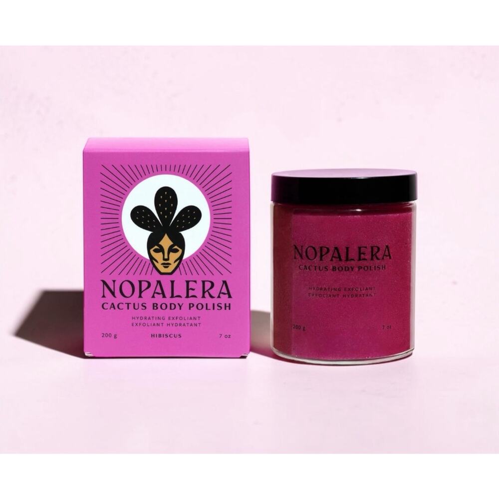 Nopalera Hibiscus Cactus Body Polish Exfoliating Scrub 7 oz Glass Jar Full Size